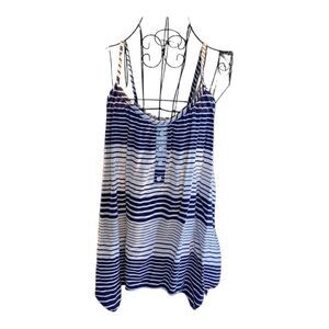 Charlotte Russe Navy and white striped flowy tank size M